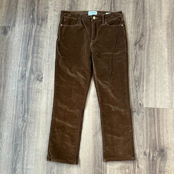 Frame Le High Straight in Warm Tan Corduroy Sz 27 - Picture 2 of 13